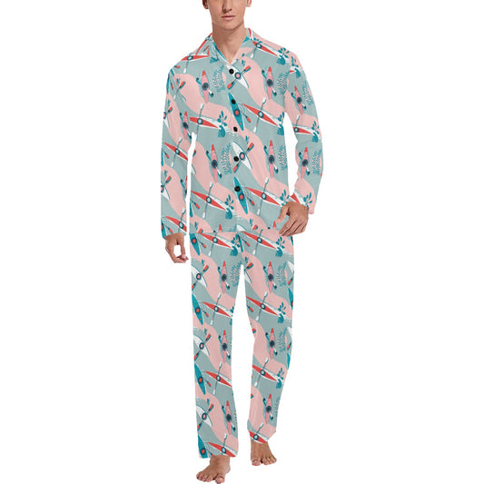 Kayak Pattern Print Design 05 Men's Long Pajama Set