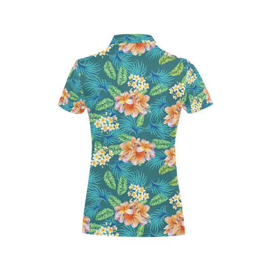 Plumeria Tropical Flower Design Print Women's Polo Shirt