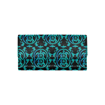 turquoise Tribal Sea Turtle Hawaiian Women's Trifold Wallet