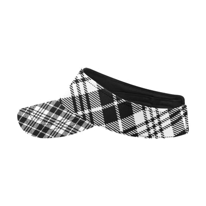 Plaid Black White Pattern Print Design A02 Unisex Sun Visor