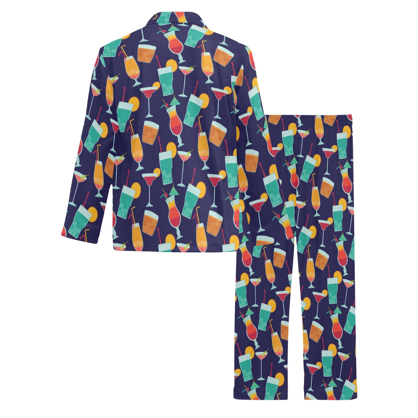 Cocktail Pattern Print Design 06 Men's Long Pajama Set