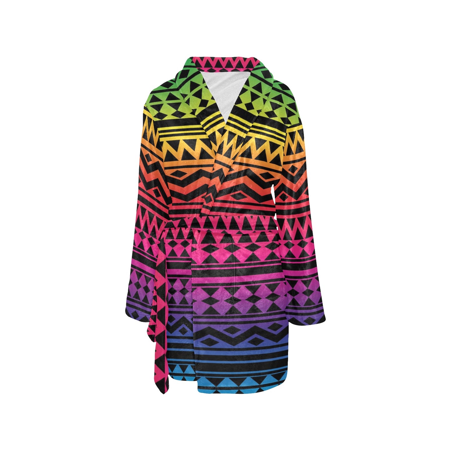 Rainbow Tribal Pattern Print Design A02 Women's Fleece Robe