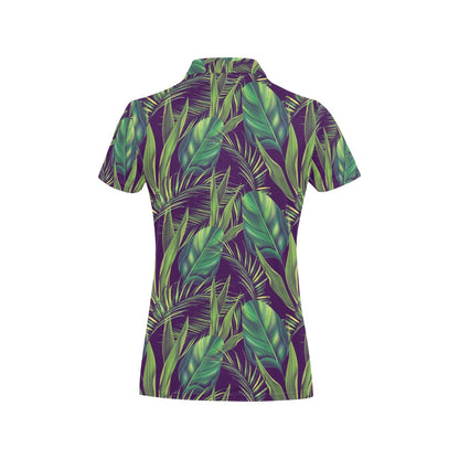 Palm Leaves Pattern Print Design PL03 Women's Polo Shirt