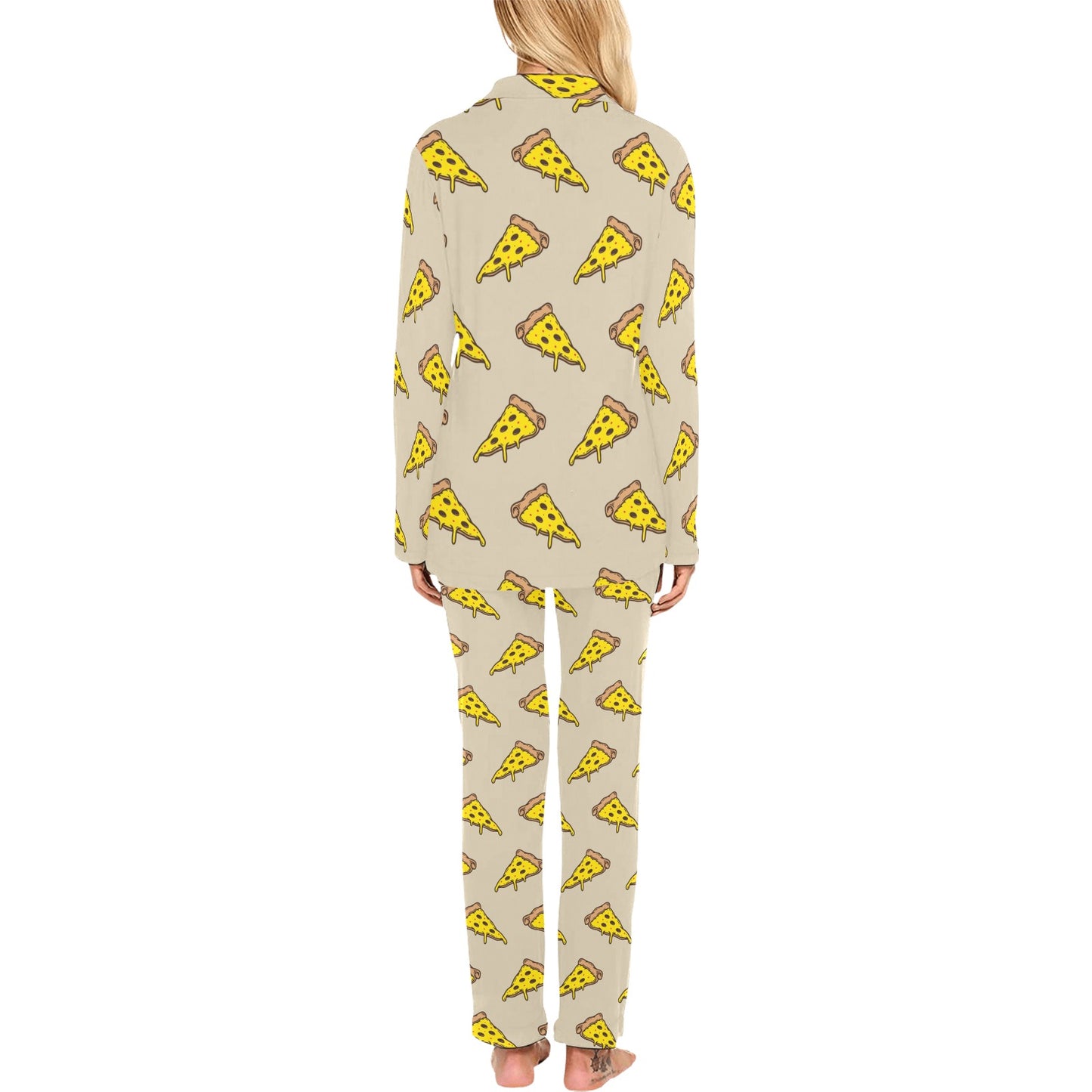 Pizza Pattern Print Design A04 Women's Long Pajama Set