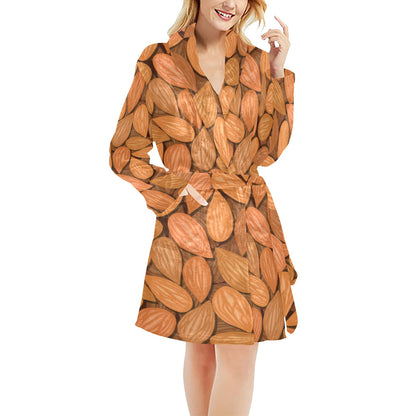 Almond Pattern Print Design 01 Women's Fleece Robe