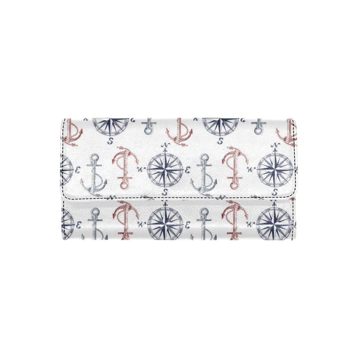 Anchor Pattern Print Design 06 Women's Trifold Wallet