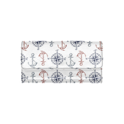 Anchor Pattern Print Design 06 Women's Trifold Wallet