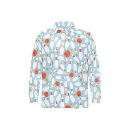 Bowling Pattern Print Design 09 Long Sleeve Polo Shirt For Men's