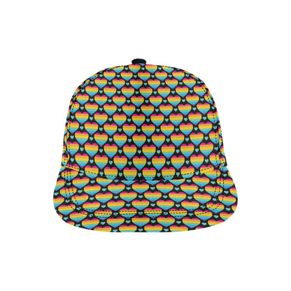Rainbow Heart Print Pattern Snapback Cap