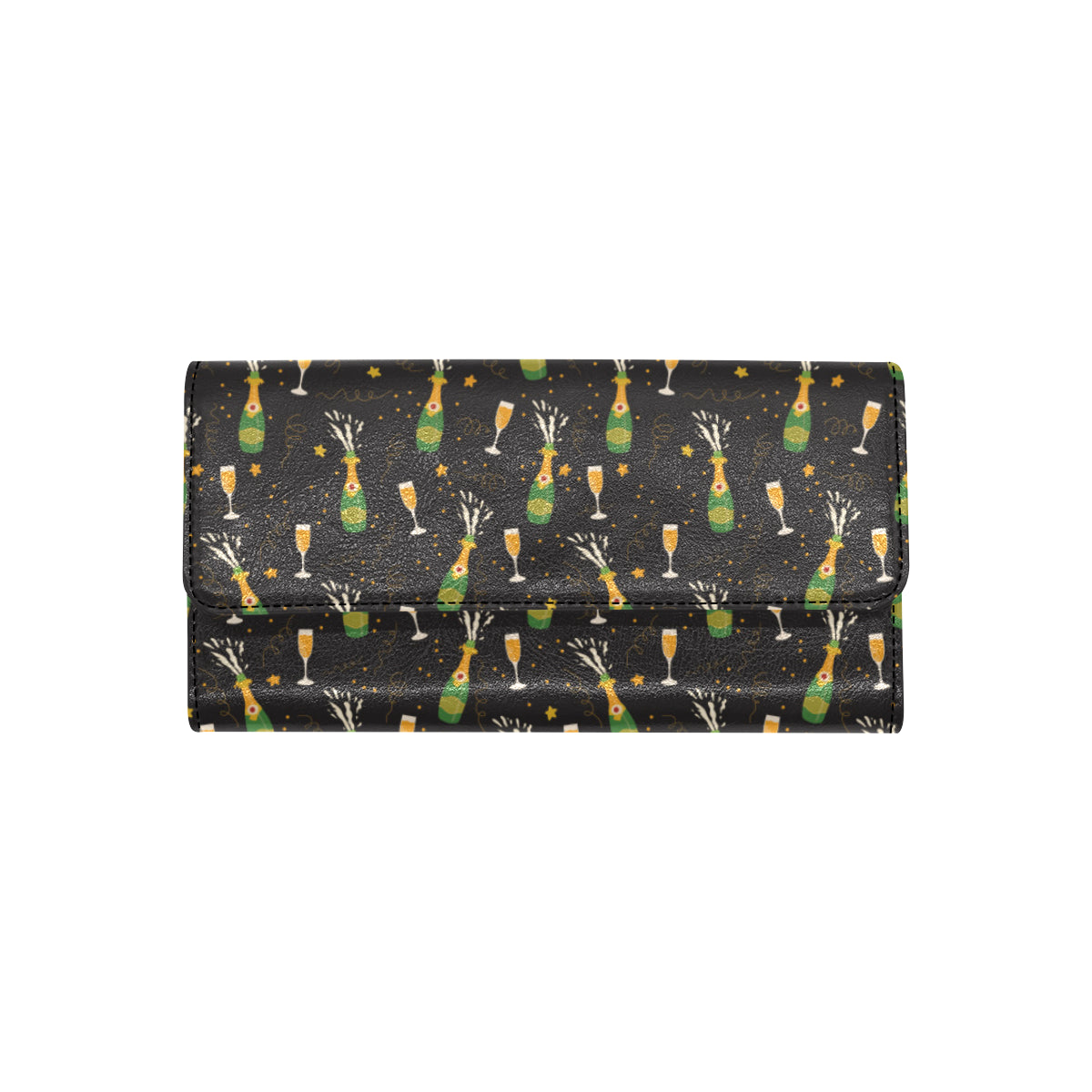 Champagne Pattern Print Design 04 Women's Trifold Wallet