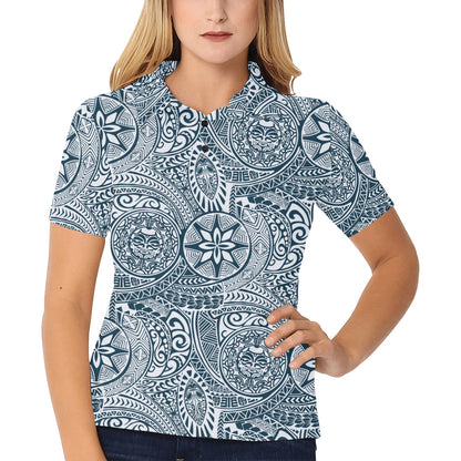 Polynesian Pattern Print Design A03 Women's Polo Shirt