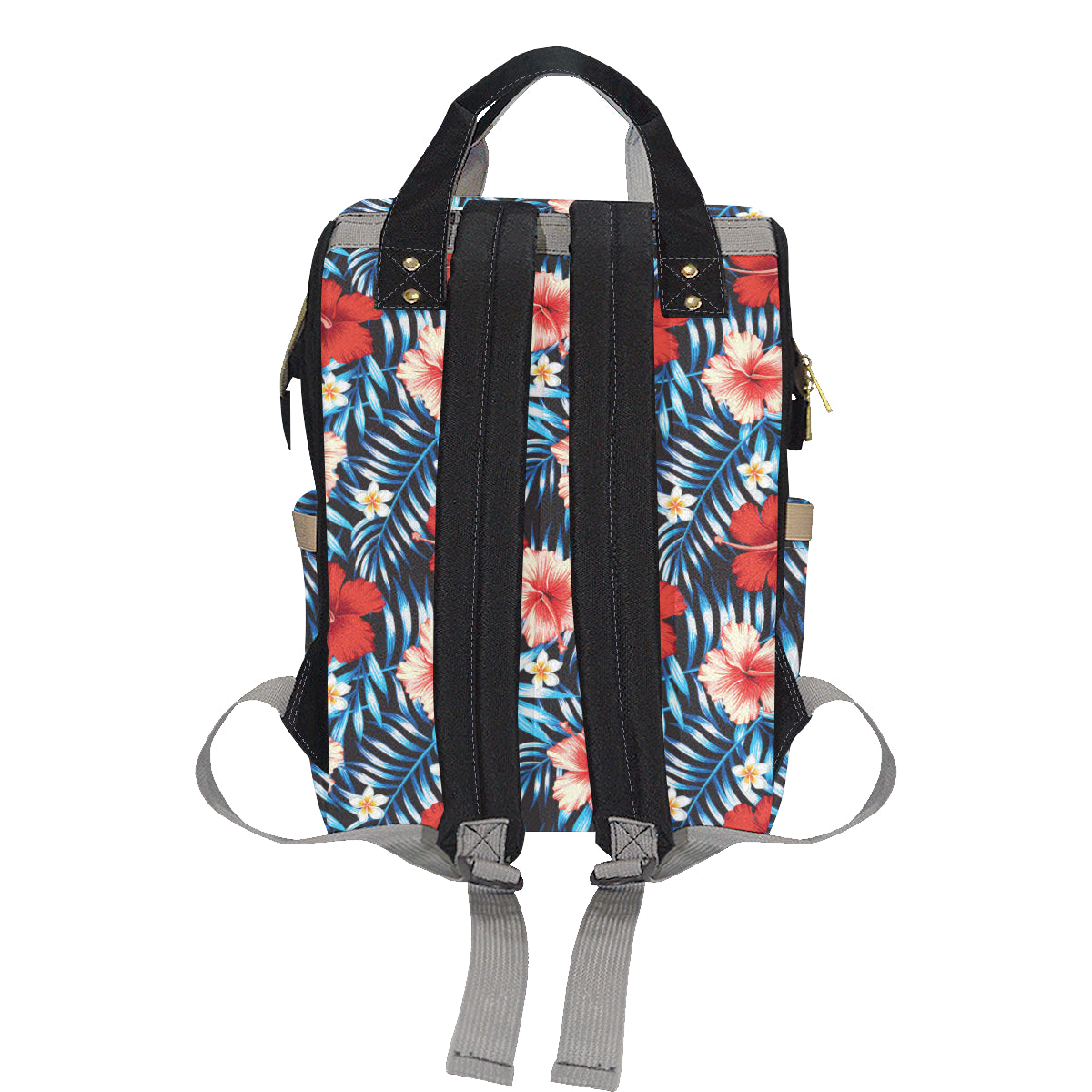 Red Hibiscus Blue Scene Diaper Bag Backpack