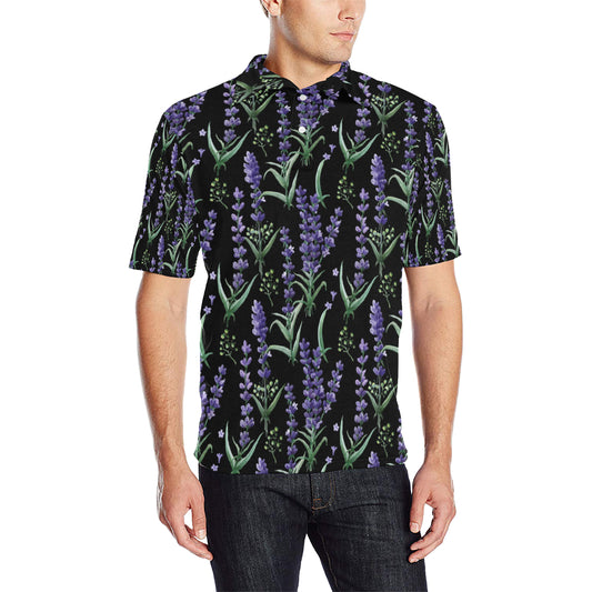 Lavender Pattern Print Design LV01 Men Polo Shirt