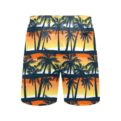 Palm Tree Sunset Design Print Men's Swim Trunks Beach Shorts