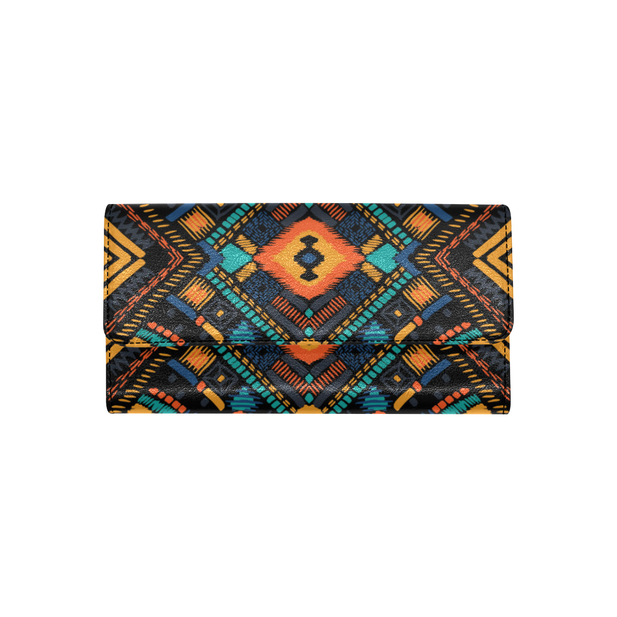 Kente Pattern Print Design 04 Women's Trifold Wallet