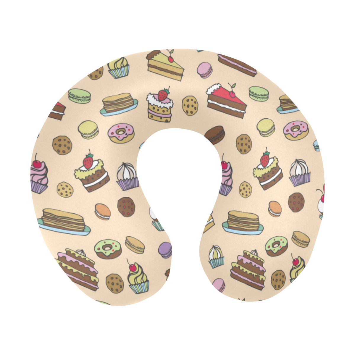 Cake Pattern Print Design 03 U-Shaped Travel Neck Pillow