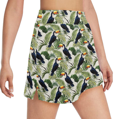 Toucan Print Design LKS308 17" Golf & Pickleball Skort with Pockets