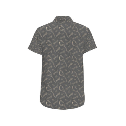 Steak Print Design LKS302 Men Short Sleeve Button Up Shirt