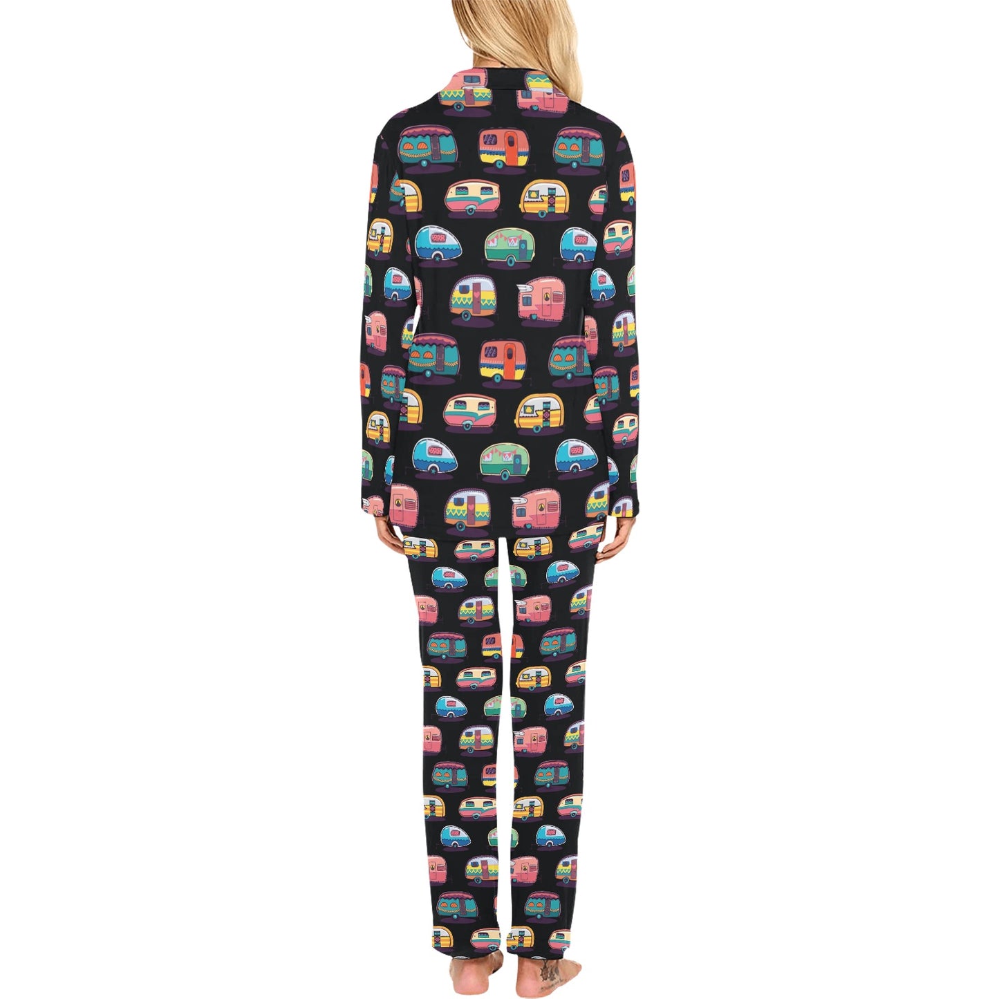Camper Camping Pattern Women's Long Pajama Set