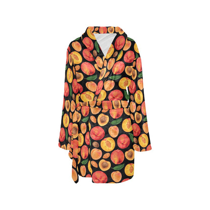 Peach Pattern Print Design A02 Women's Fleece Robe