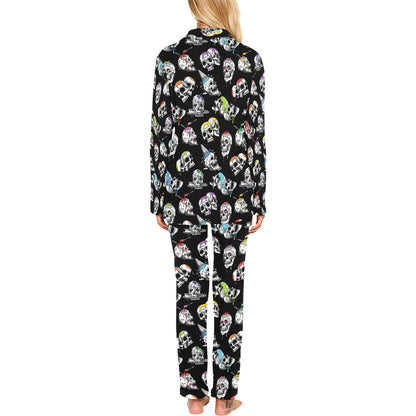 Skull Print Design LKS3013 Women's Long Pajama Set