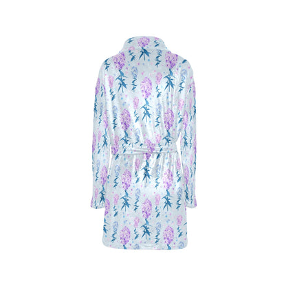 Lilac Pattern Print Design LI05 Women's Fleece Robe