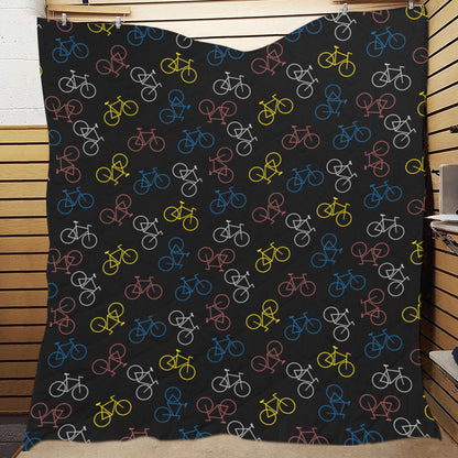 Bicycle Pattern Print Design 03 Premium Quilt