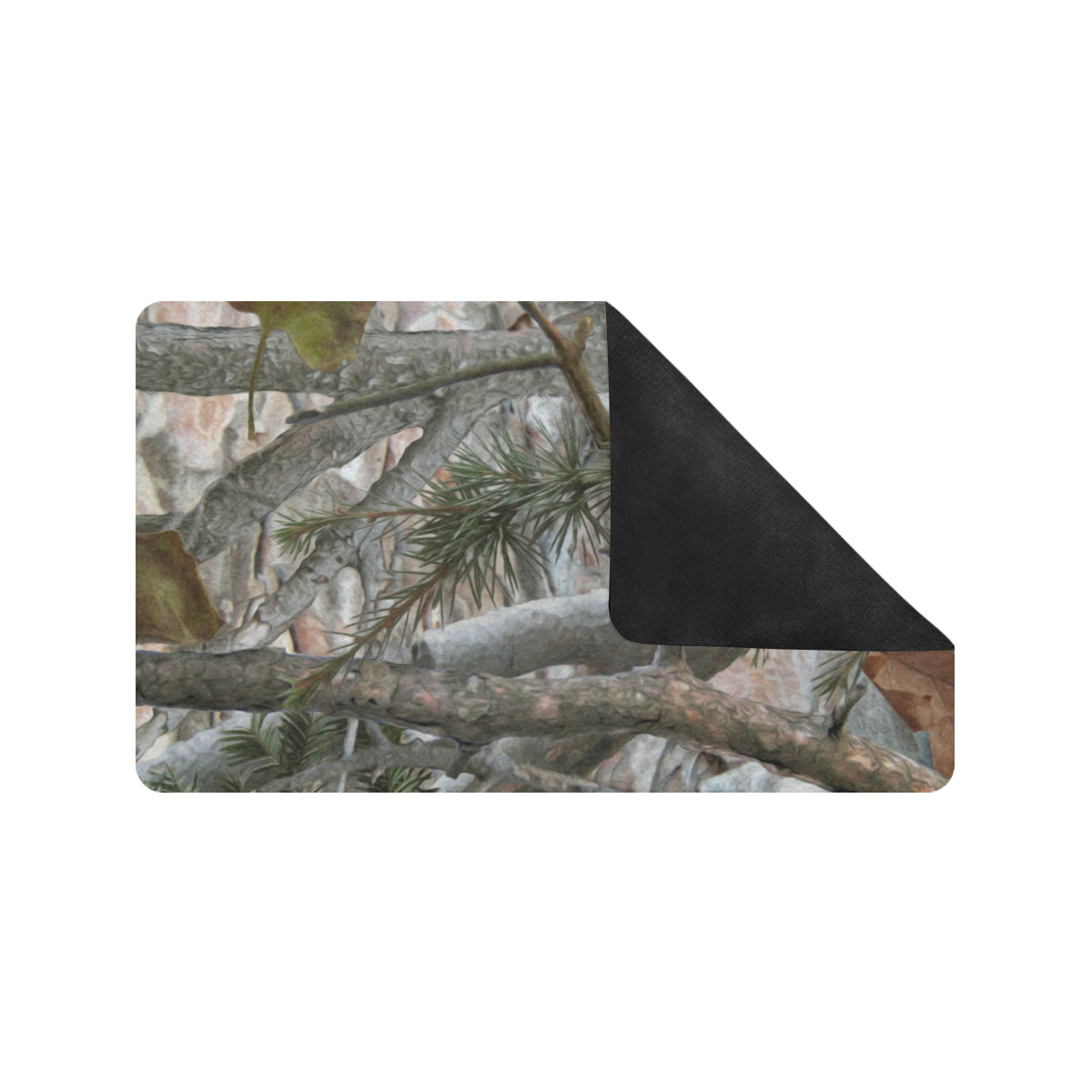 Camo Realistic Tree Forest Pattern Rubber Doormat