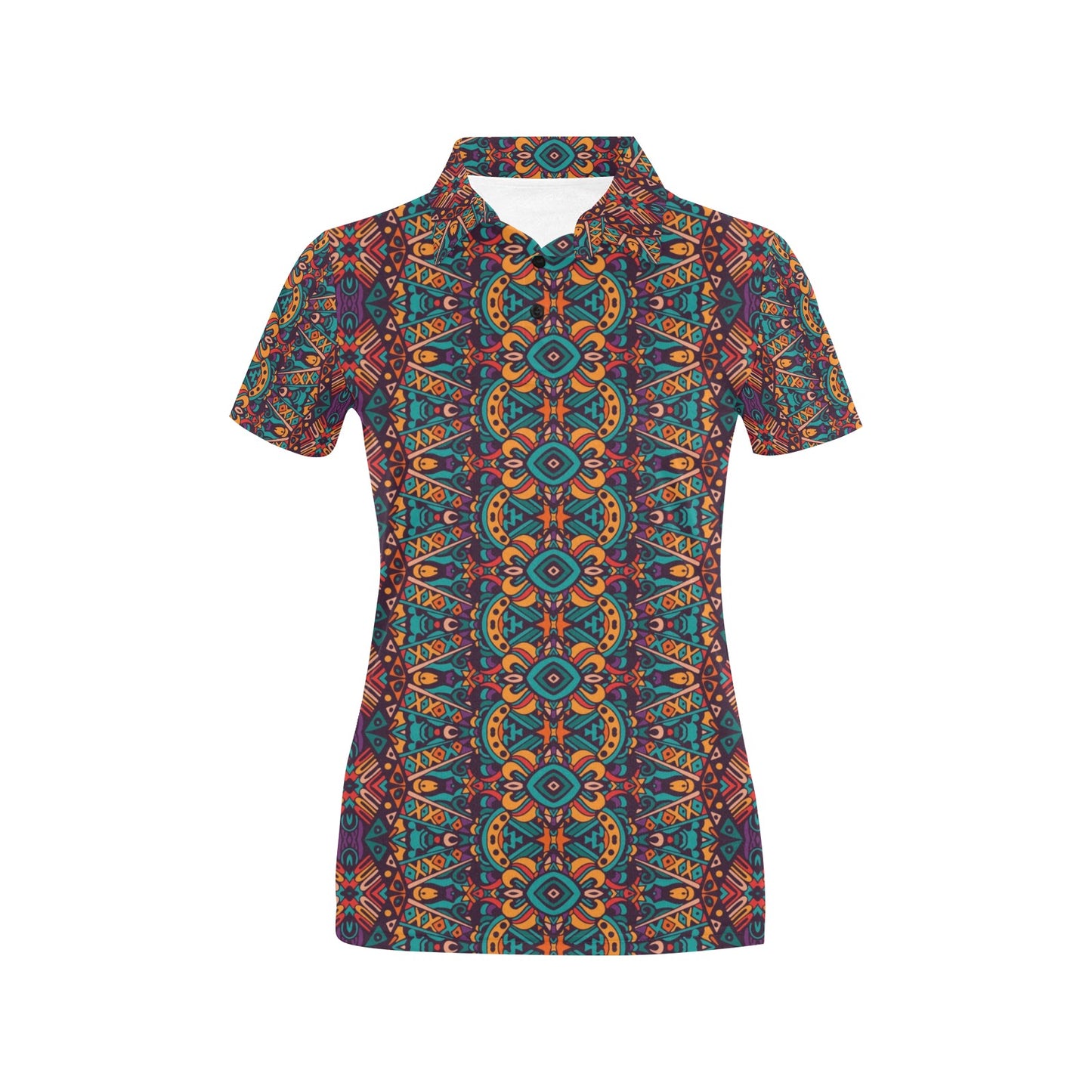 Ethnic Style Print Pattern Women's Polo Shirt