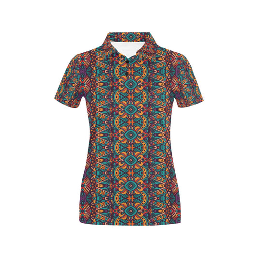 Ethnic Style Print Pattern Women's Polo Shirt