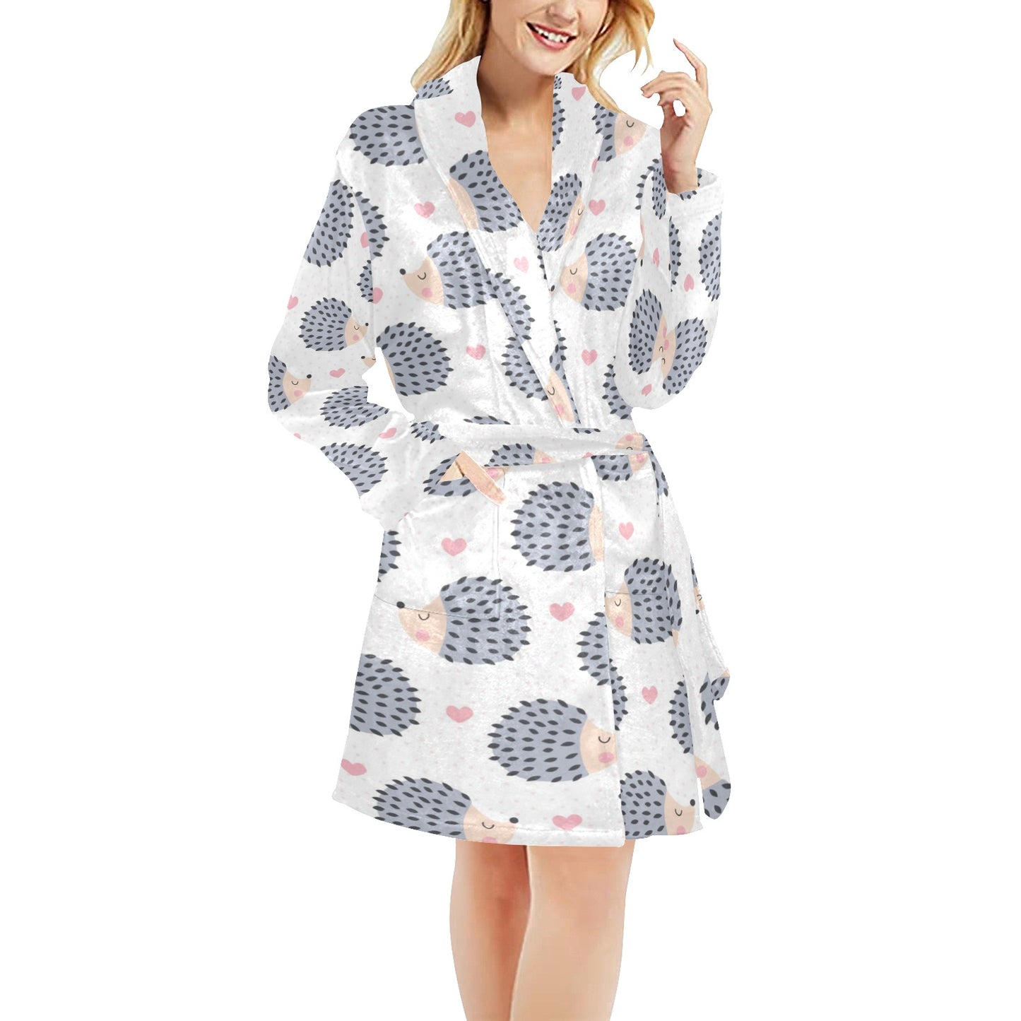 Hedgehog Baby Pattern Print Design 03 Women's Fleece Robe