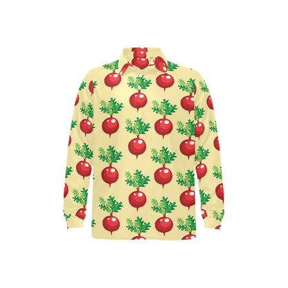 Radish Pattern Print Design A02 Long Sleeve Polo Shirt For Men's