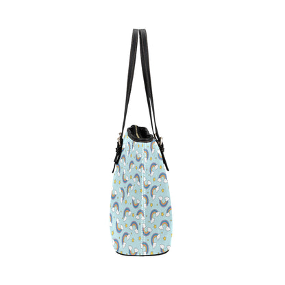 Rainbow Cloud Print Pattern Leather Tote Bag