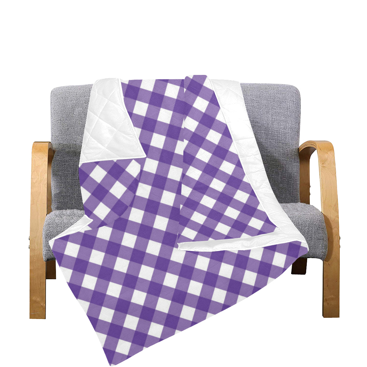 Gingham Purple Pattern Print Design 03 Premium Quilt