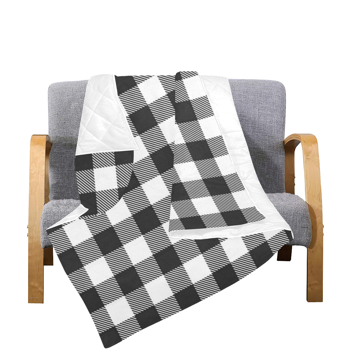 Buffalo check Black white Pattern Print Design 04 Premium Quilt