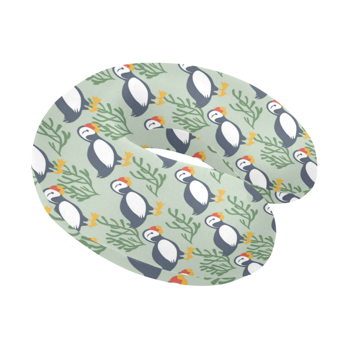 Puffin Pattern Print Design A04 U-Shaped Travel Neck Pillow