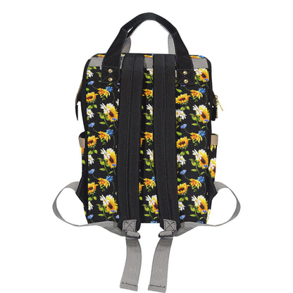 Sunflower Chamomile Bright Color Print Diaper Bag Backpack