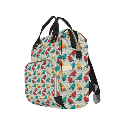 Birds Pattern Print Design 04 Diaper Bag Backpack