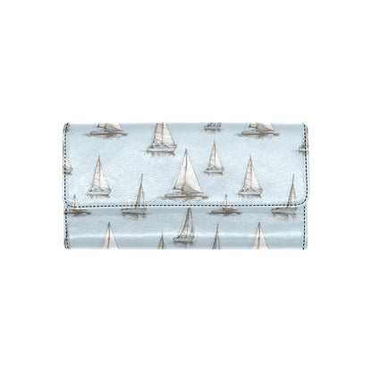 Sailing Ships Pattern Print Design A01 Women's Trifold Wallet