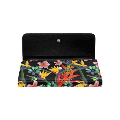 Tropical Flower Pattern Print Design TF015 Women's Trifold Wallet