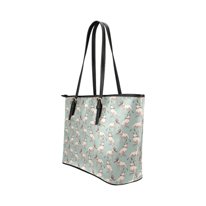 Bull Terrier Cute Print Pattern Leather Tote Bag