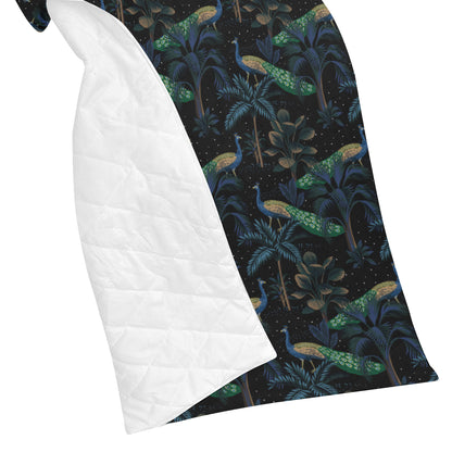Rainforest Peacock Pattern Print Design A04 Premium Quilt
