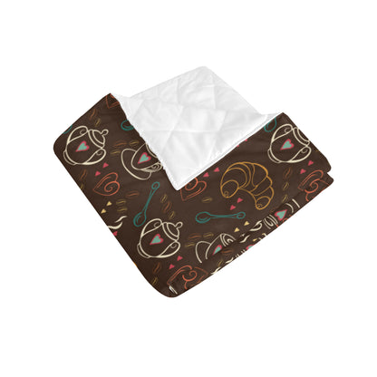 Coffee Pattern Print Design 06 Premium Quilt