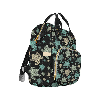 Sea Turtle Stamp Pattern Diaper Bag Backpack