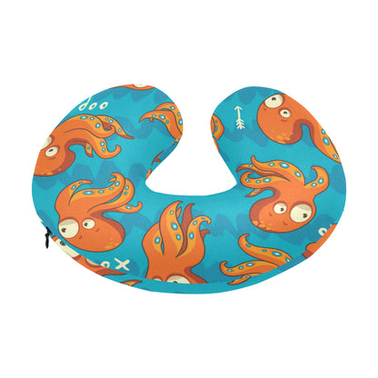 Octopus Pattern Print Design A02 U-Shaped Travel Neck Pillow