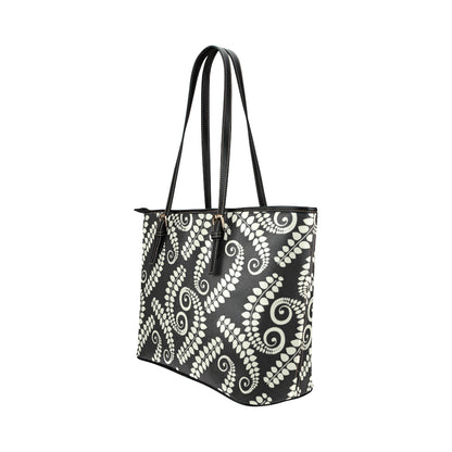 Fern Leave Print Pattern Leather Tote Bag
