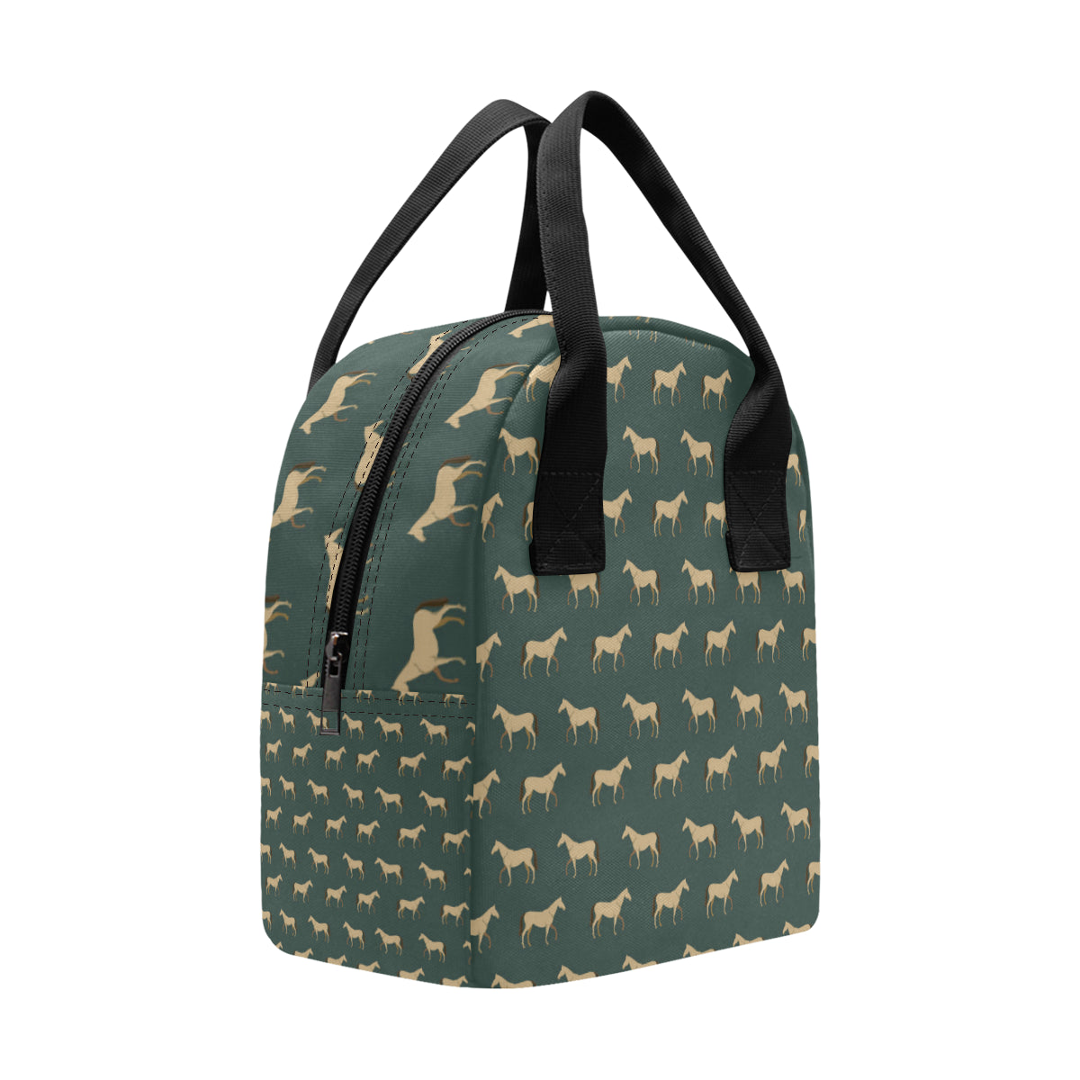 Horse Classic Themed Pattern Print Insulated Lunch Bag