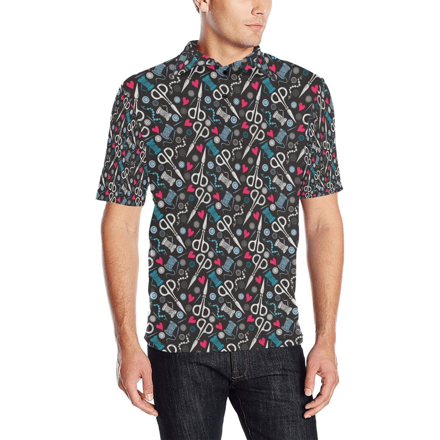 Sewing Equipment Print Design LKS305 Men Polo Shirt