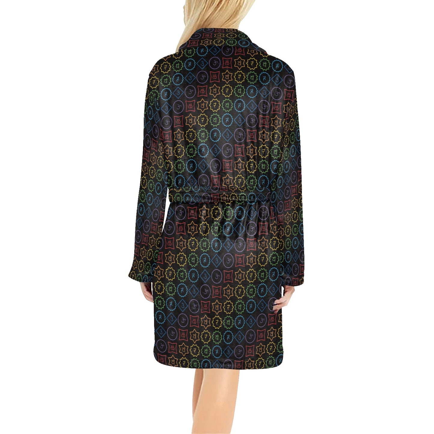 Chakra Colorful Symbol Pattern Women's Fleece Robe