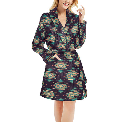 Navajo Geometric Style Print Pattern Women's Fleece Robe
